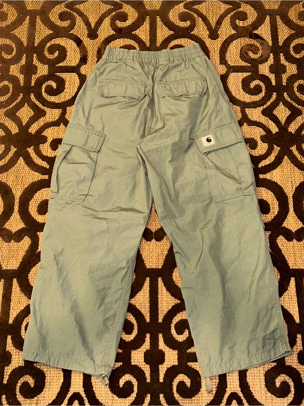 Carhartt Work In Progress WIP W' Jet Cargo Olive Baggy Cargo Pant Size Small